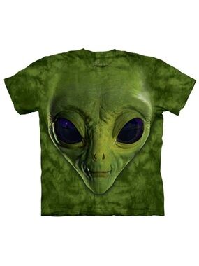 The Mountain Green Alien Face Classic Cotton T-Shirt